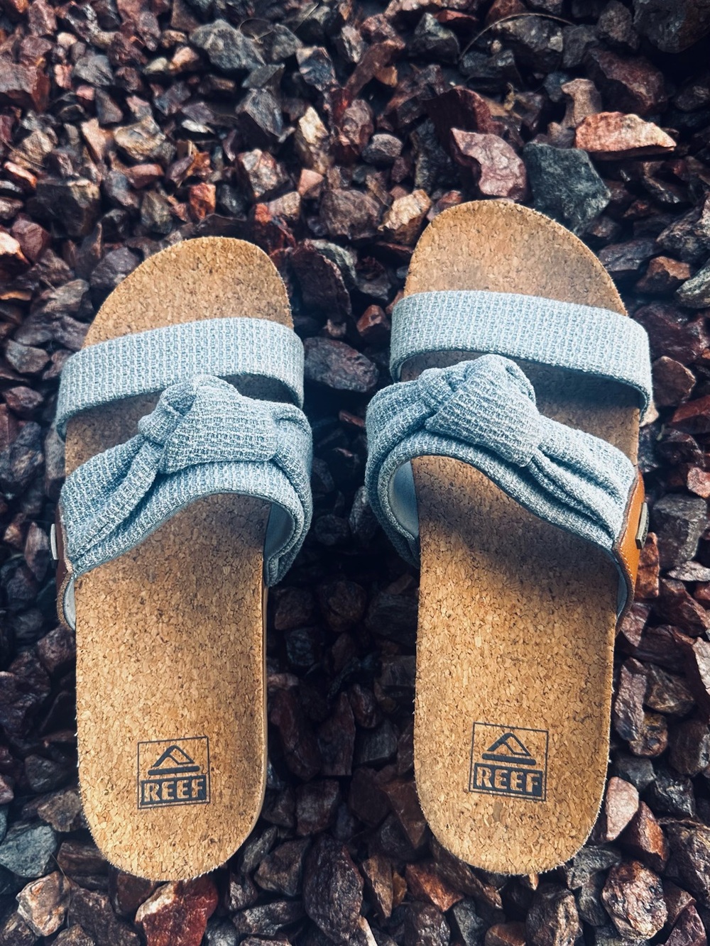 Reef Women's Light Blue Knotted Cork Slide Sandals